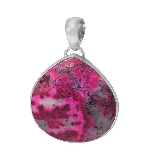 Teardrop Pink Agate Pendant, Sterling Silver