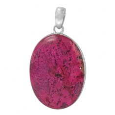 Oval Pink Agate Pendant, Sterling Silver