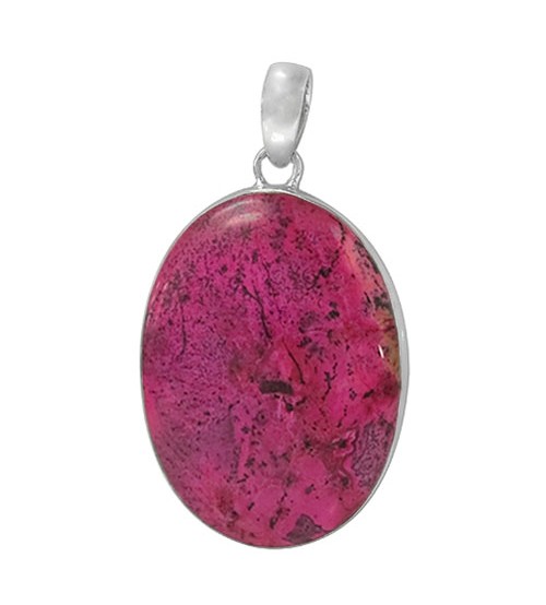 Oval Pink Agate Pendant, Sterling Silver