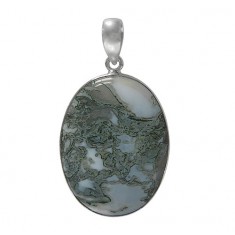 Oval Crazy Lace Agate Pendant, Sterling Silver