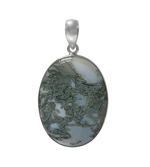 Oval Crazy Lace Agate Pendant, Sterling Silver