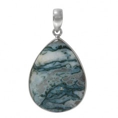 Teardrop Crazy Lace Agate Pendant, Sterling Silver