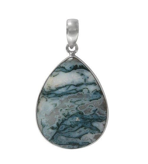 Teardrop Crazy Lace Agate Pendant, Sterling Silver