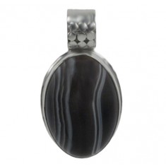 Oval Botswana Agate Pendant, Sterling Silver