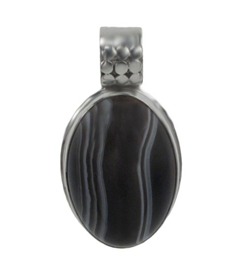 Oval Botswana Agate Pendant, Sterling Silver