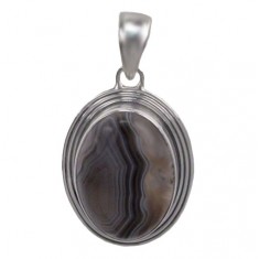 Oval Botswana Agate Pendant, Sterling Silver