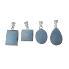 Free Form Blue Agate Pendant, Sterling Silver