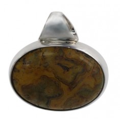 Oval Laced Agate Pendant, Sterling Silver