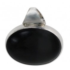 Oval Obsidian Pendant, Sterling Silver