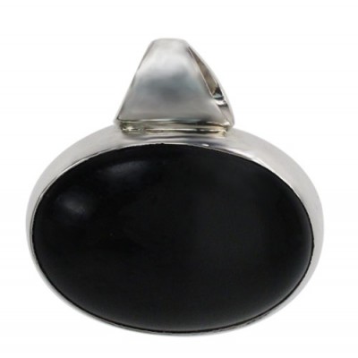 Oval Obsidian Pendant, Sterling Silver