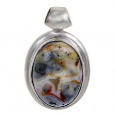 Oval Multi Shade Agate Pendant, Sterling Silver