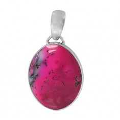 Oval Pink Agate Pendant, Sterling Silver