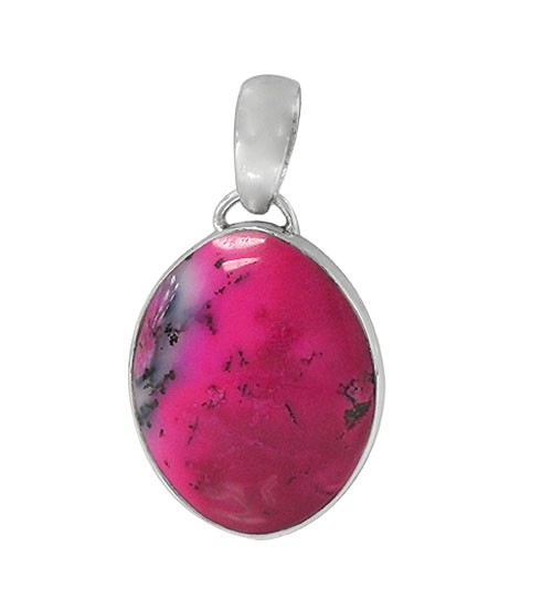 Oval Pink Agate Pendant, Sterling Silver