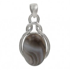 Oval Botswana Agate Pendant, Sterling Silver