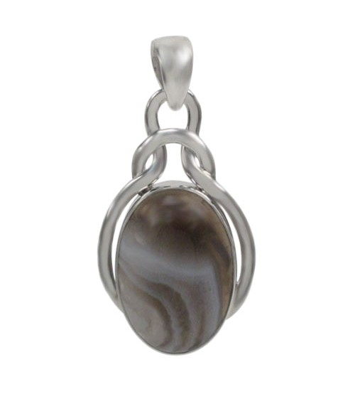 Oval Botswana Agate Pendant, Sterling Silver