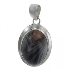 Oval Botswana Agate Pendant, Sterling Silver