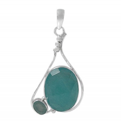 Multi Oval Amazonite Pendant, Sterling Silver