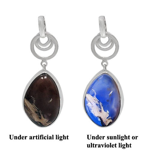 Free Form Indonesian Blue Amber Pendant, Sterling Silver