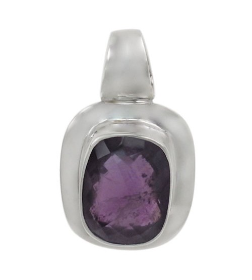 Rectangular Amethyst Pendant, Sterling Silver