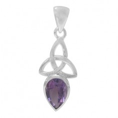 Teardrop Amethyst Pendant, Sterling Silver