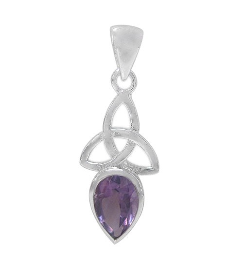 Teardrop Amethyst Pendant, Sterling Silver