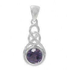 Round Amethyst Pendant, Sterling Silver