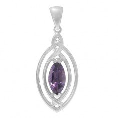 Marquise Amethyst Pendant, Sterling Silver