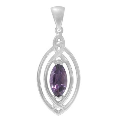 Marquise Amethyst Pendant, Sterling Silver