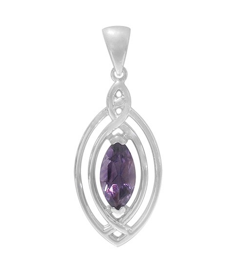 Marquise Amethyst Pendant, Sterling Silver