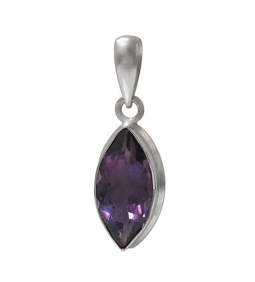 Marquise Amethyst Pendant, Sterling Silver