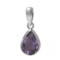 Teardrop Amethyst Pendant, Sterling Silver