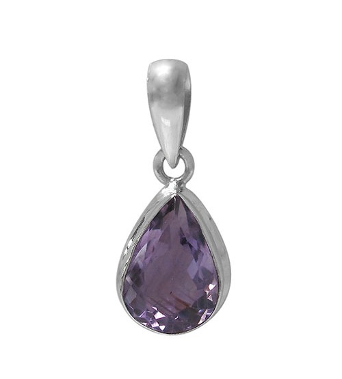 Teardrop Amethyst Pendant, Sterling Silver