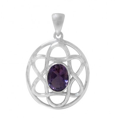 Oval Amethyst Pendant, Sterling Silver