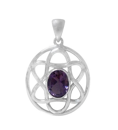 Oval Amethyst Pendant, Sterling Silver