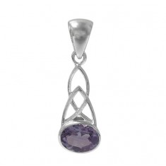 Oval Amethyst Pendant, Sterling Silver