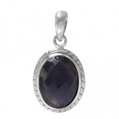 Oval Amethyst Pendant, Sterling Silver