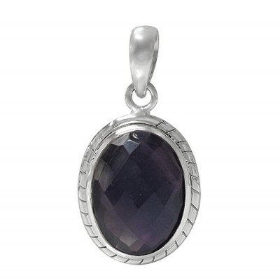 Oval Amethyst Pendant, Sterling Silver