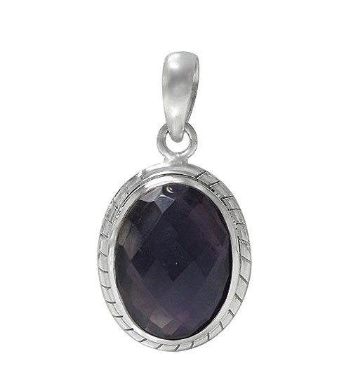 Oval Amethyst Pendant, Sterling Silver