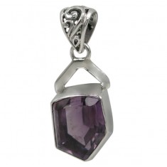 Free Shape Amethyst Pendant, Sterling Silver