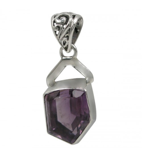 Free Shape Amethyst Pendant, Sterling Silver