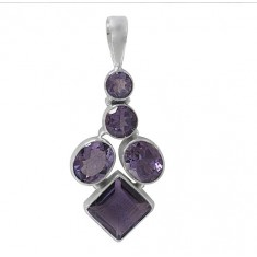 Multi Shape Amethyst Pendant, Sterling Silver