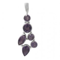 Multi Shape Amethyst Pendant, Sterling Silver