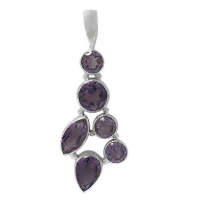 Multi Shape Amethyst Pendant, Sterling Silver