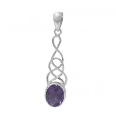 Oval Amethyst Pendant, Sterling Silver