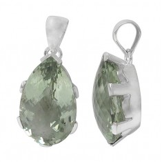 Teardrop Green Amethyst Pendant, Sterling Silver