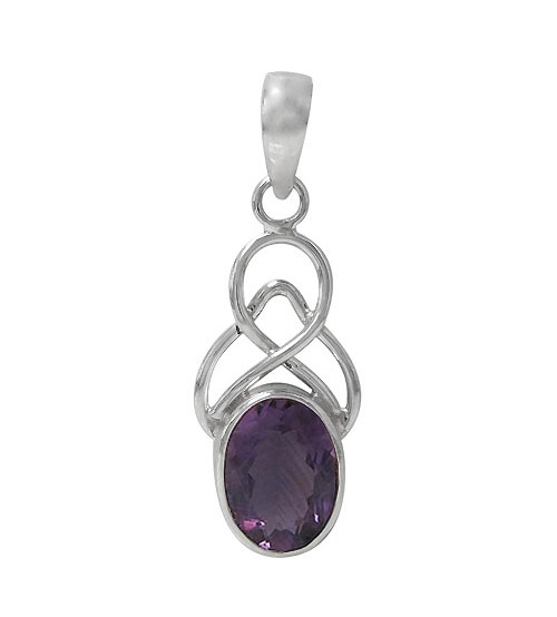 Oval Amethyst Pendant, Sterling Silver