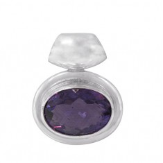 Oval Amethyst Pendant, Sterling Silver