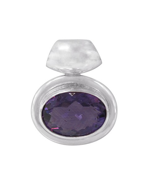 Oval Amethyst Pendant, Sterling Silver