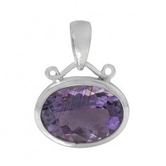 Oval Amethyst Pendant, Sterling Silver