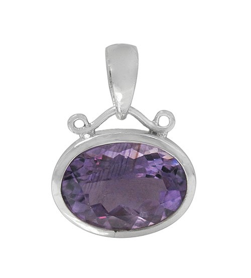 Oval Amethyst Pendant, Sterling Silver